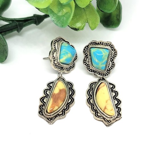 Jewelry - Turquoise and Silver Mexican Made Earrings